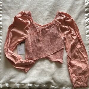 Love sleeves Pink Smocked Women's Top